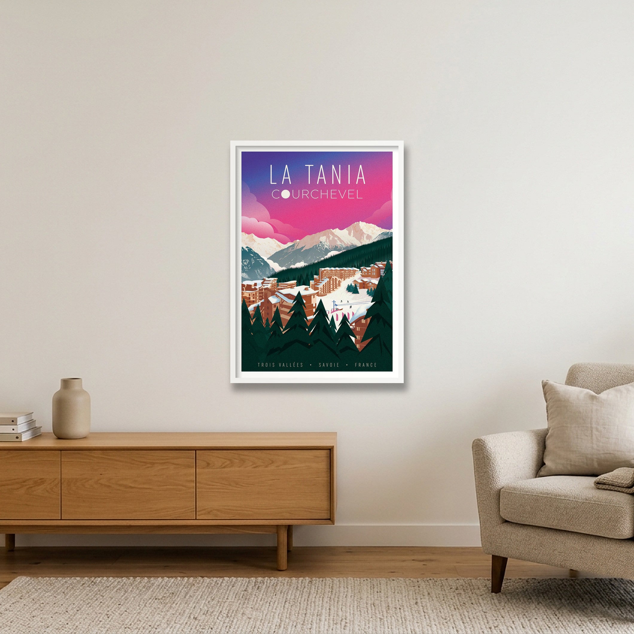 La Tania, Courchevel, France — 59×84cm, 23×33" White Frame