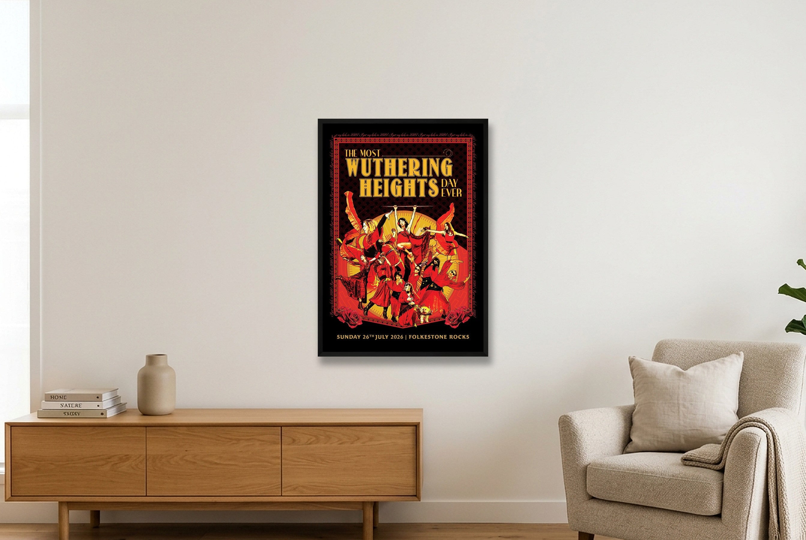 The Most Wuthering Heights Day Ever 2026 - Folkestone Rocks — 59×84cm, 23×33" Black Frame