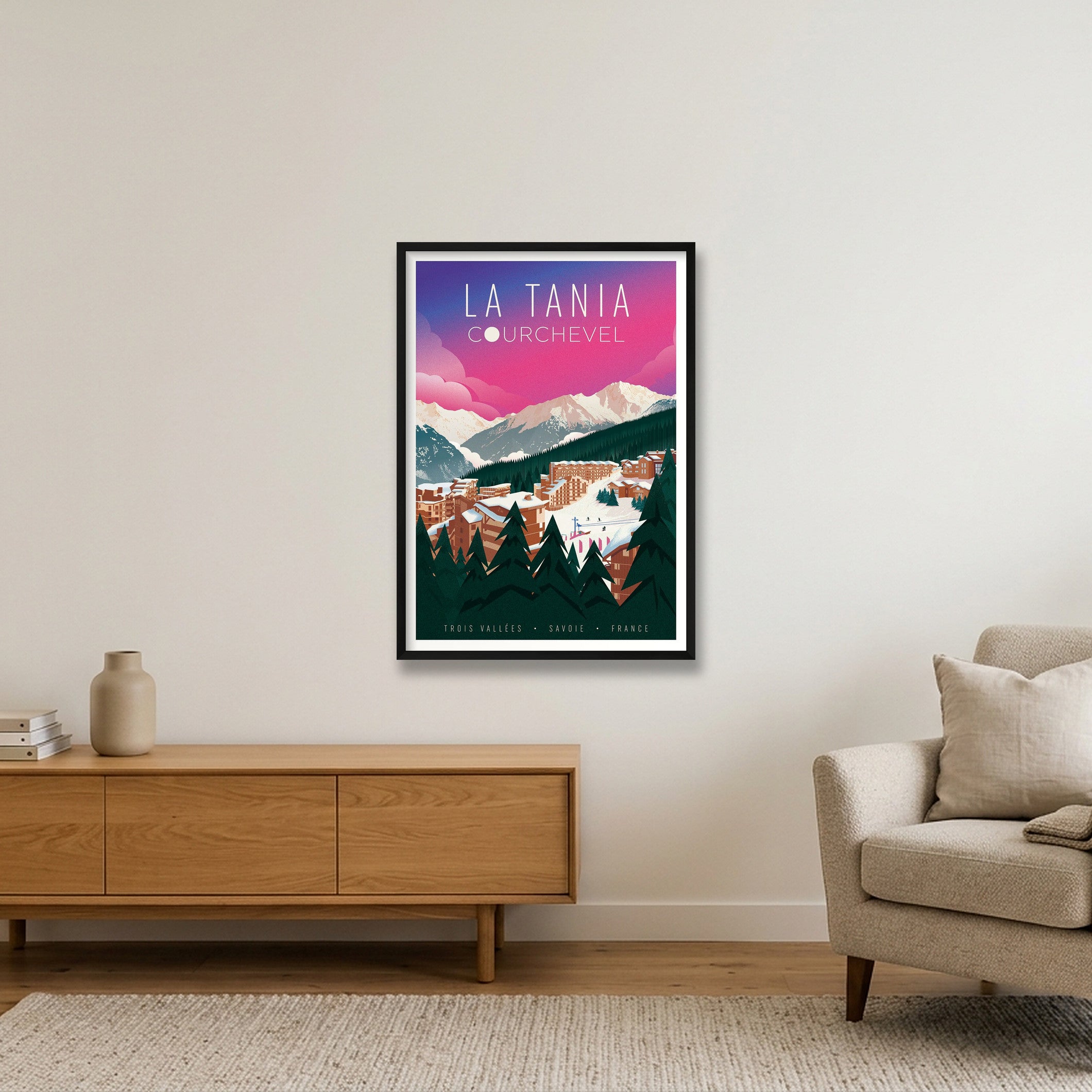 La Tania, Courchevel, France — 59×84cm, 23×33" Black Frame