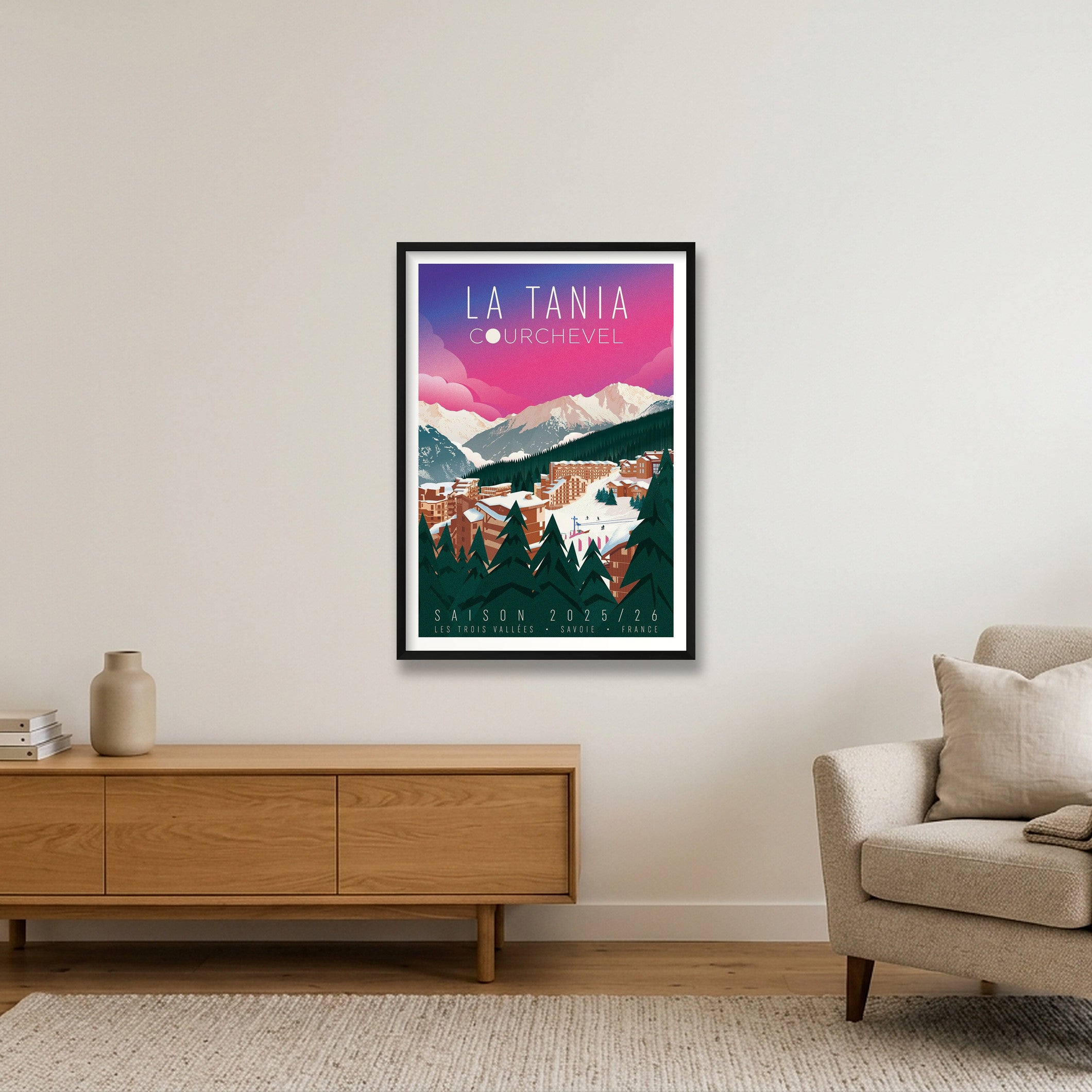 La Tania, Courchevel, France, Saison 25/26  — 59×84cm, 23×33" Black Frame