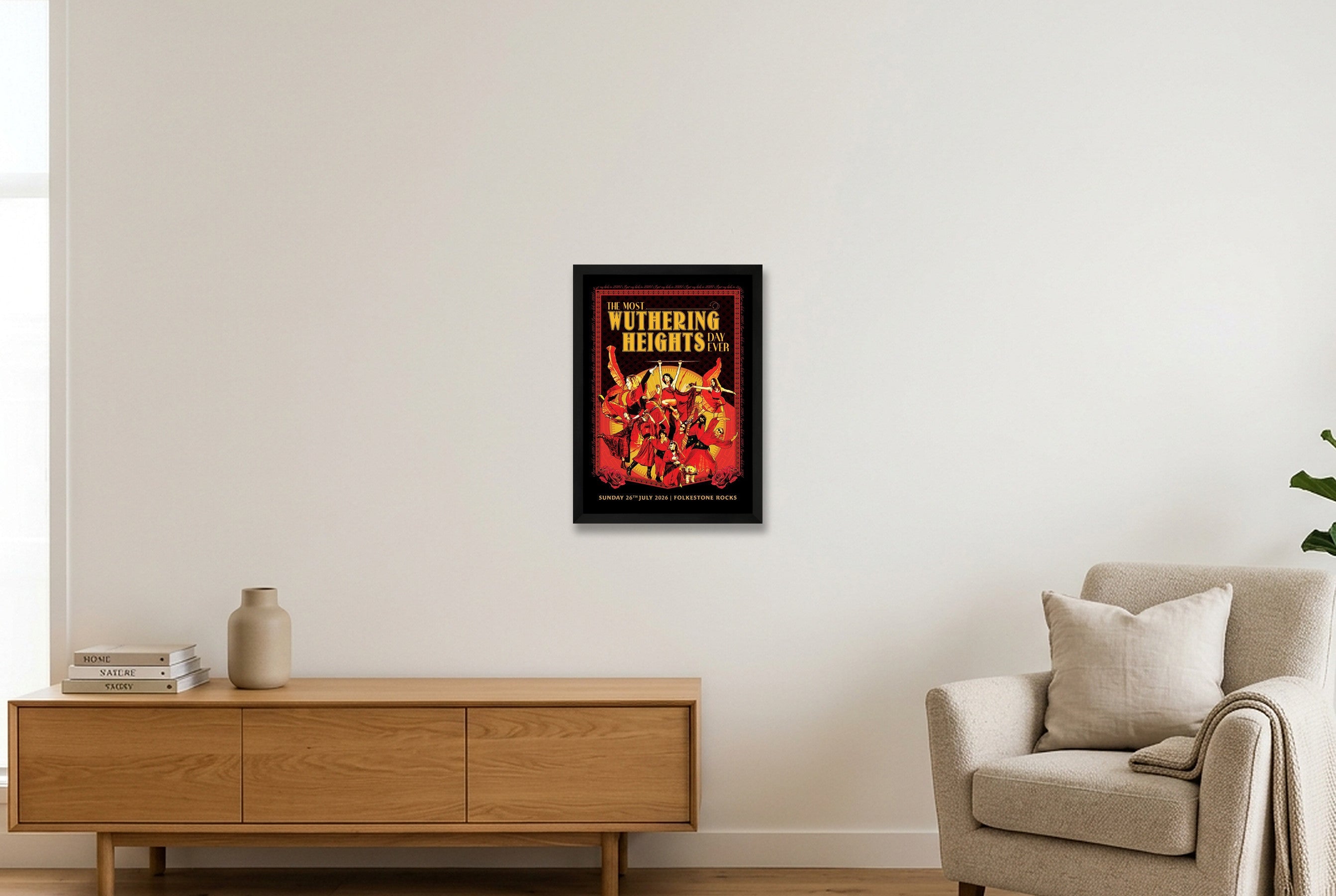 The Most Wuthering Heights Day Ever 2026 - Folkestone Rocks — A3 (30×42cm, 12×17") Black Frame